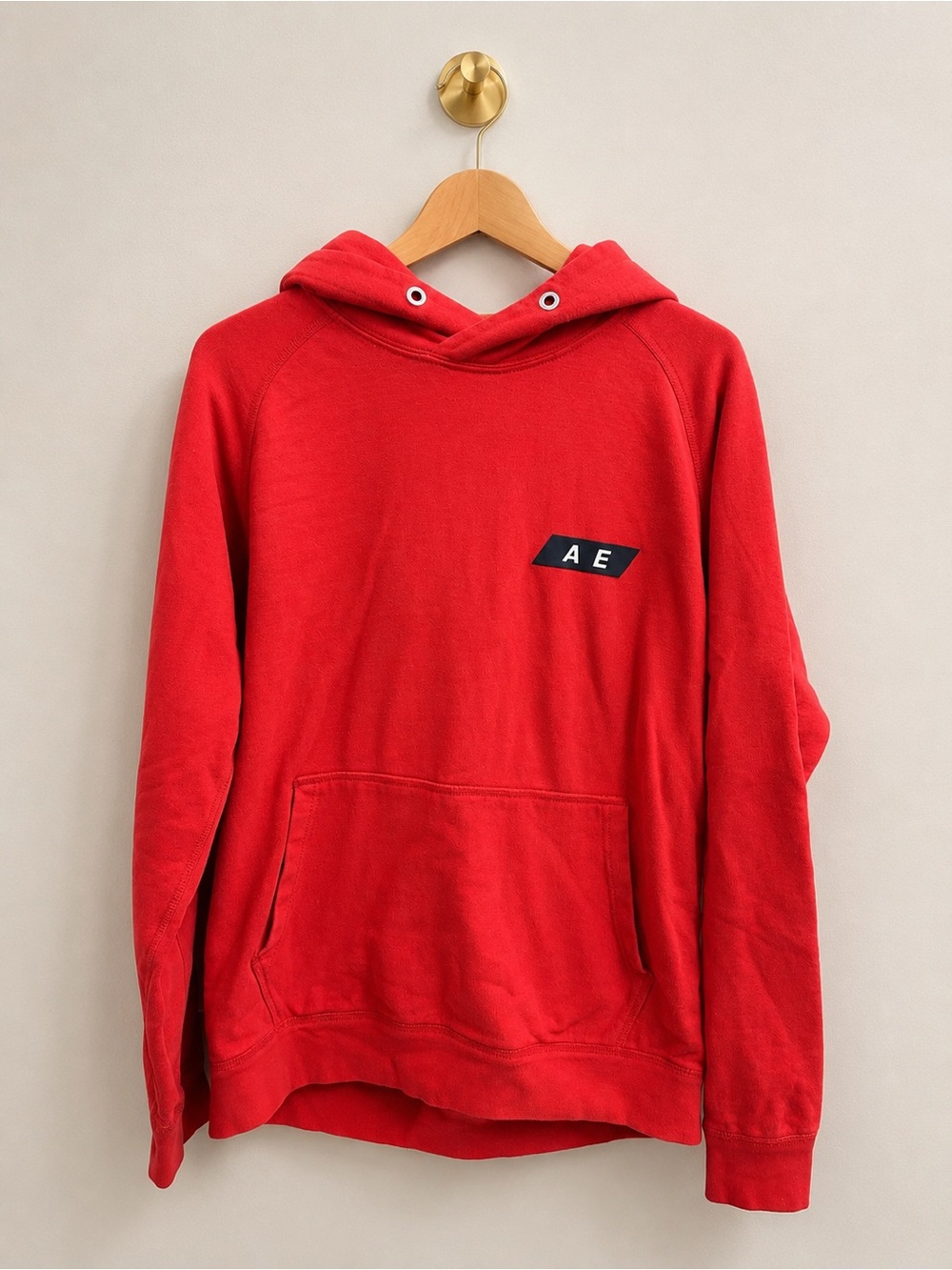 American Eagle Men’s Red Pullover Hoodie Size Medium 100% Cotton